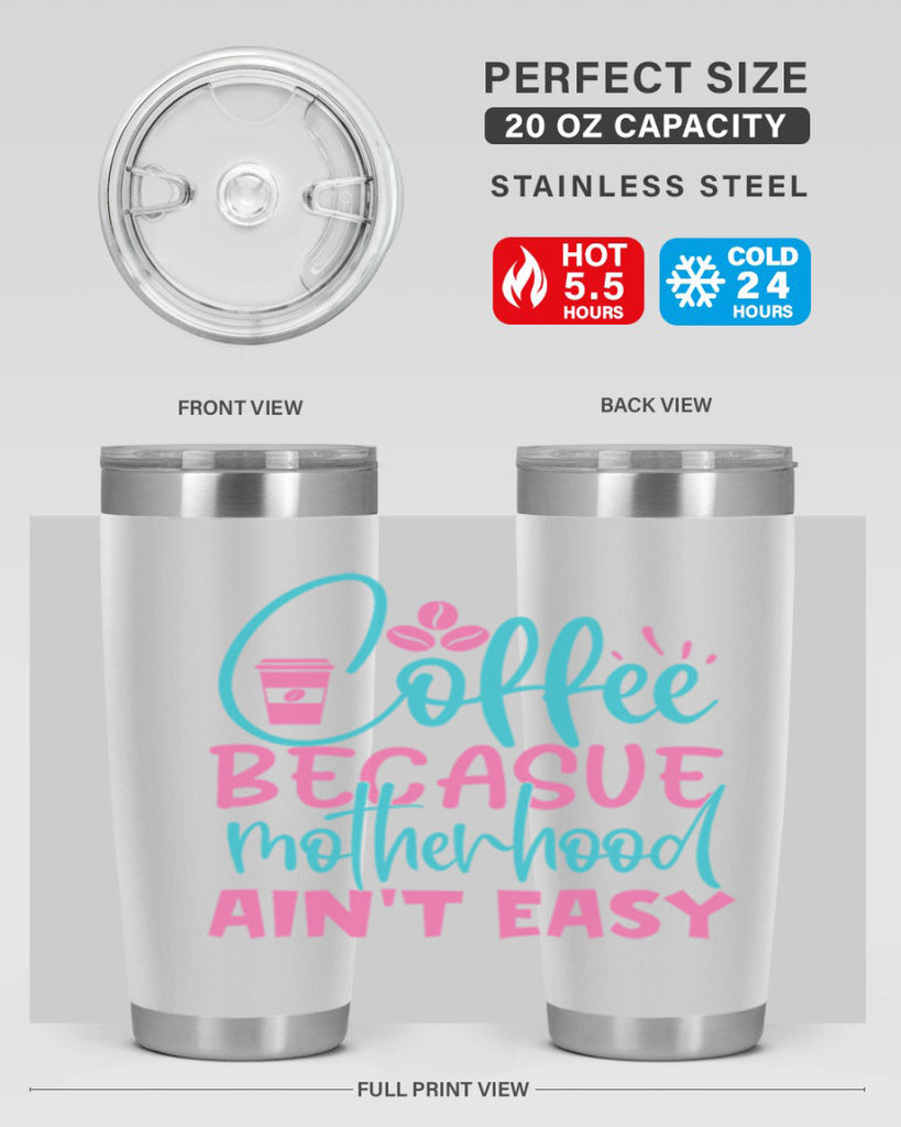 coffee becasue motherhood aint easy 351#- mom- Tumbler