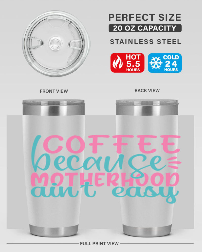 coffee becasue motherhood aint easy 352#- mom- Tumbler