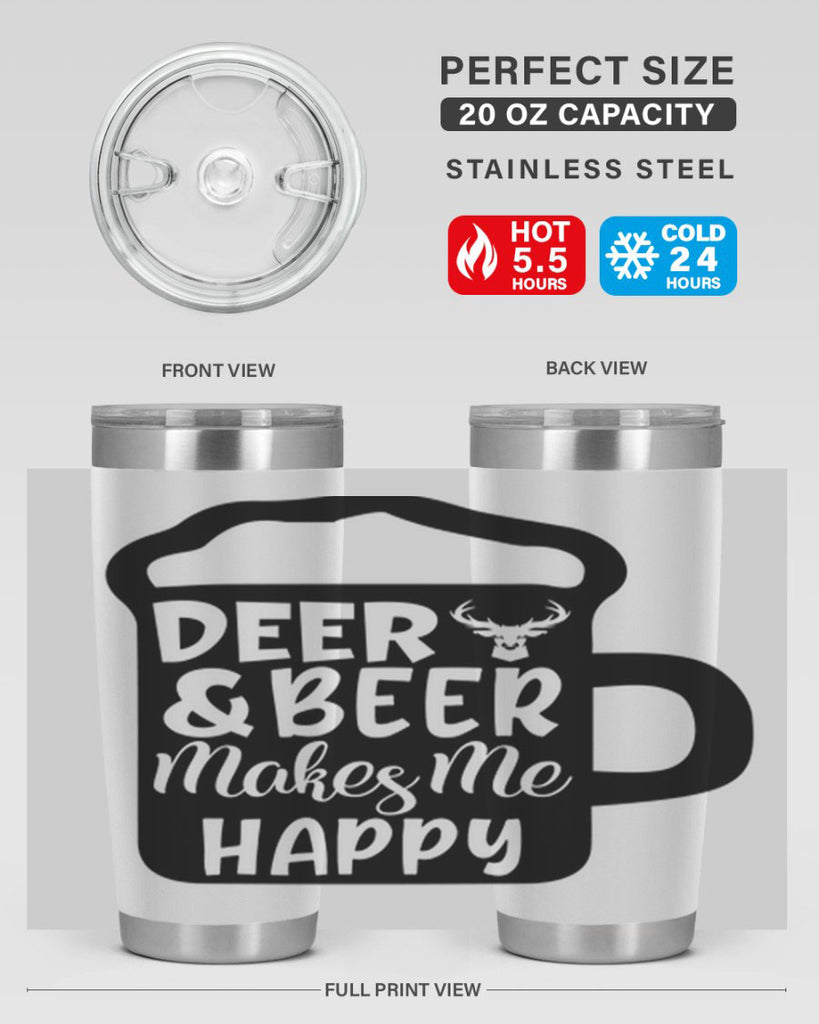 deer and beer makes me happy 17#- hunting- Tumbler