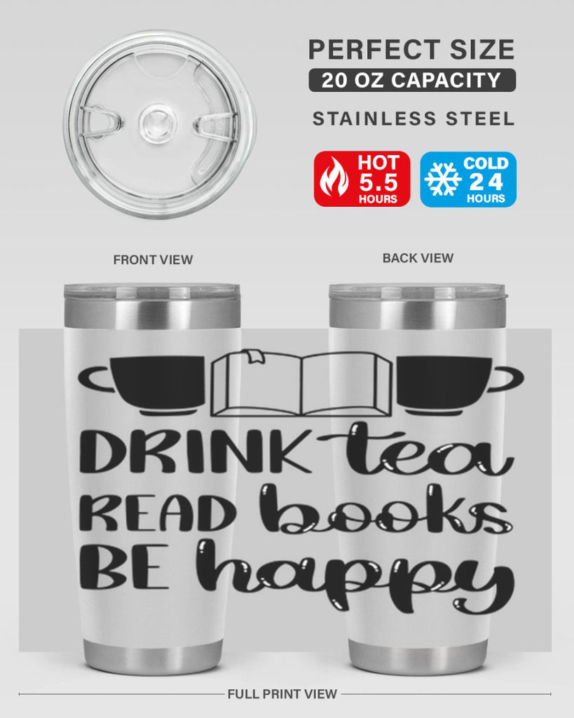 drink tea read books be happy 42#- reading- Tumbler