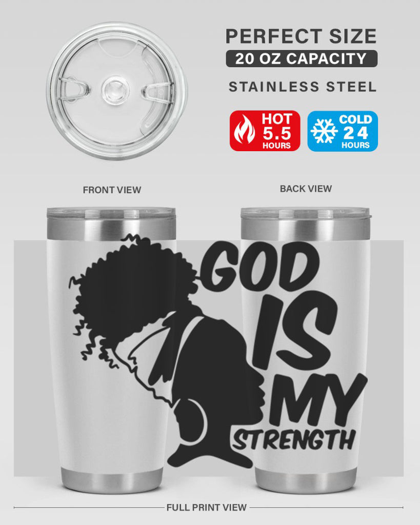 god is my strength- black words phrases- Cotton Tank