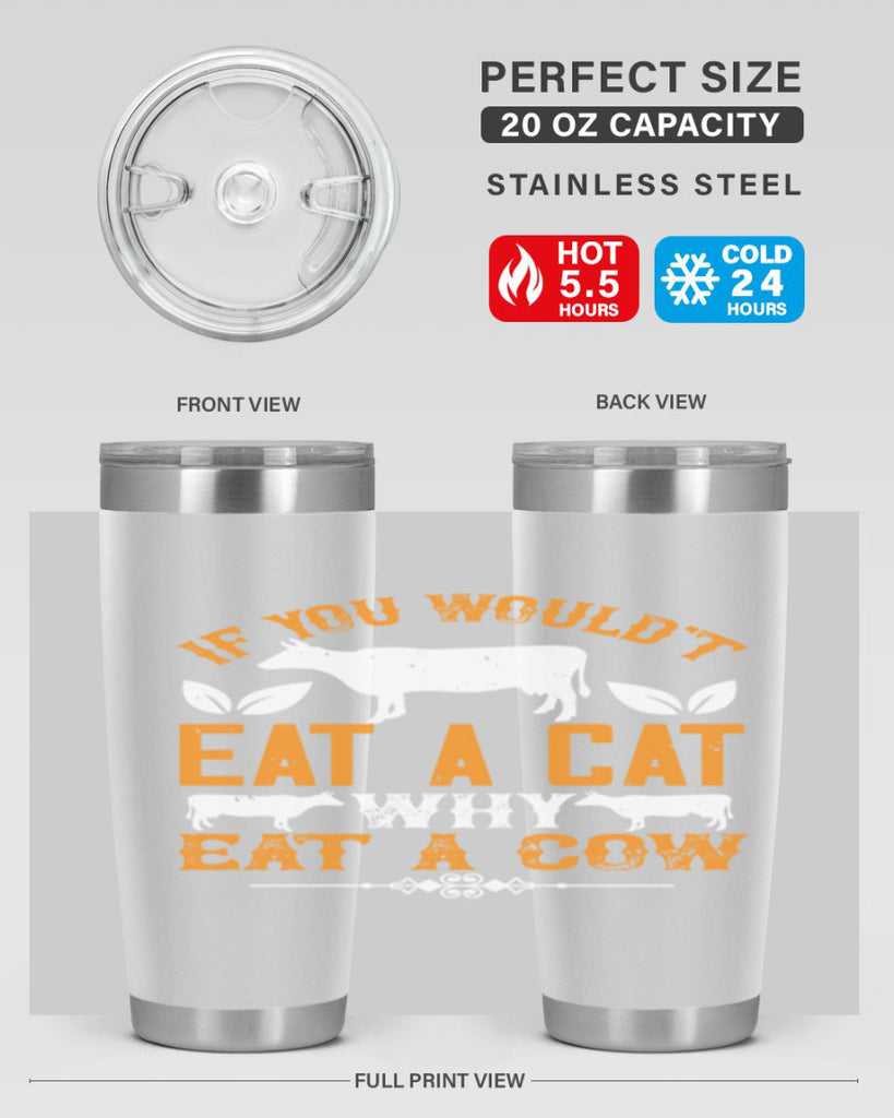 if you wouldt eat a cat why eat a cow 126#- vegan- Tumbler