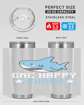 one happy shark Style 50#- shark  fish- Tumbler