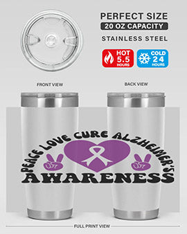 peace love cure alzheimer s awareness 206#- alzheimers- Tumbler