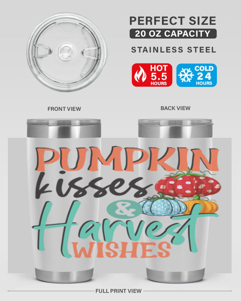pumpkin kisses harvest wishes 526#- fall- Tumbler