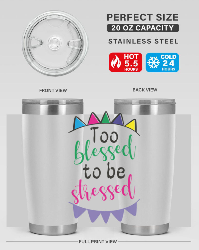 too blessed to be stressed- black words phrases- Cotton Tank