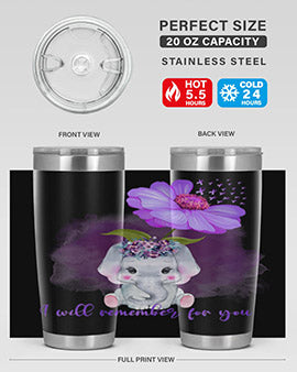 Elephan Sunflower AlzheimerS Awareness 131#- alzheimers- Tumbler