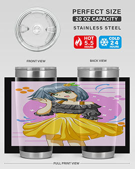 Happy and funny girl with black yellow dress in summer 41#- anime- Tumbler
