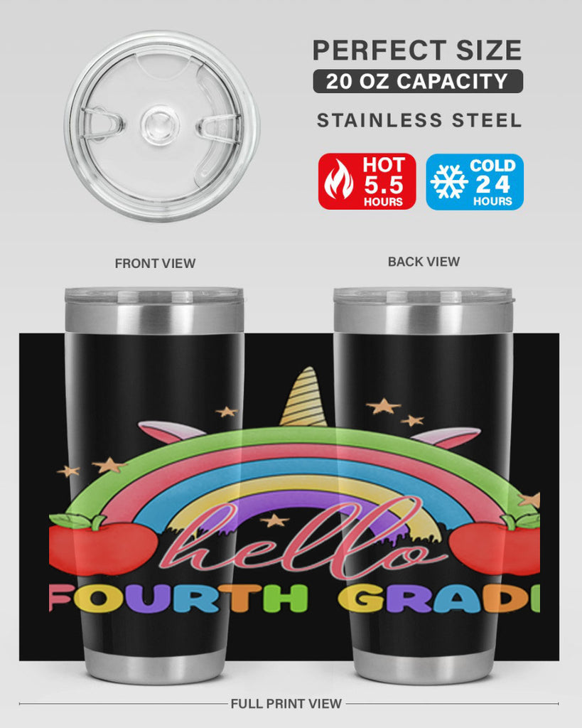 Hello 4th Grade Unicorn Rainbow 14#- 4th  grade- Tumbler