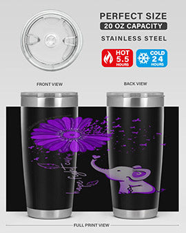 Hope Fight Cure Elephant Alzheimers Purple Ribbon 161#- alzheimers- Tumbler