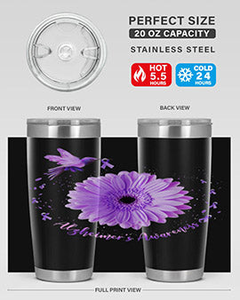 Hummingbird Sunflower Purple Ribbon Alzheimers Awareness 167#- alzheimers- Tumbler