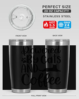 Powered By Cats And Coffee Style 102#- cat- Tumbler