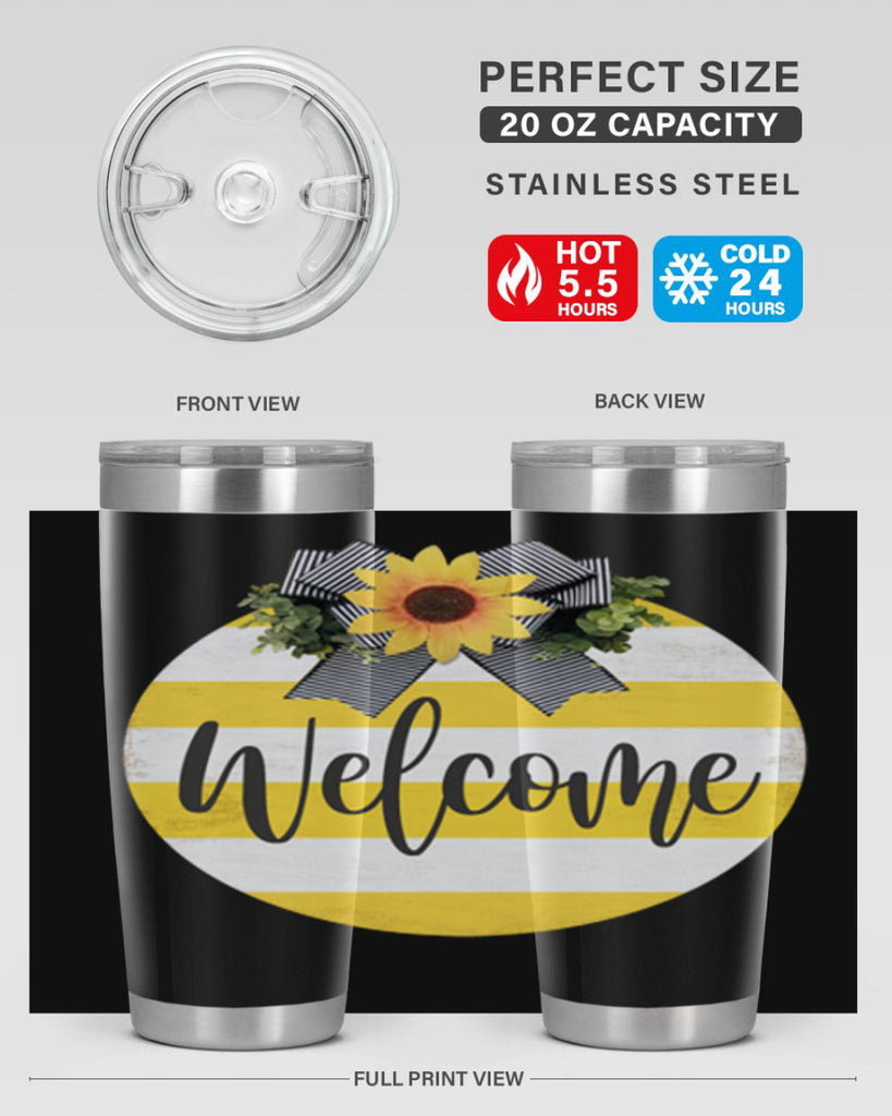 Welcome and Yellow strips Mockup564#- spring- Tumbler