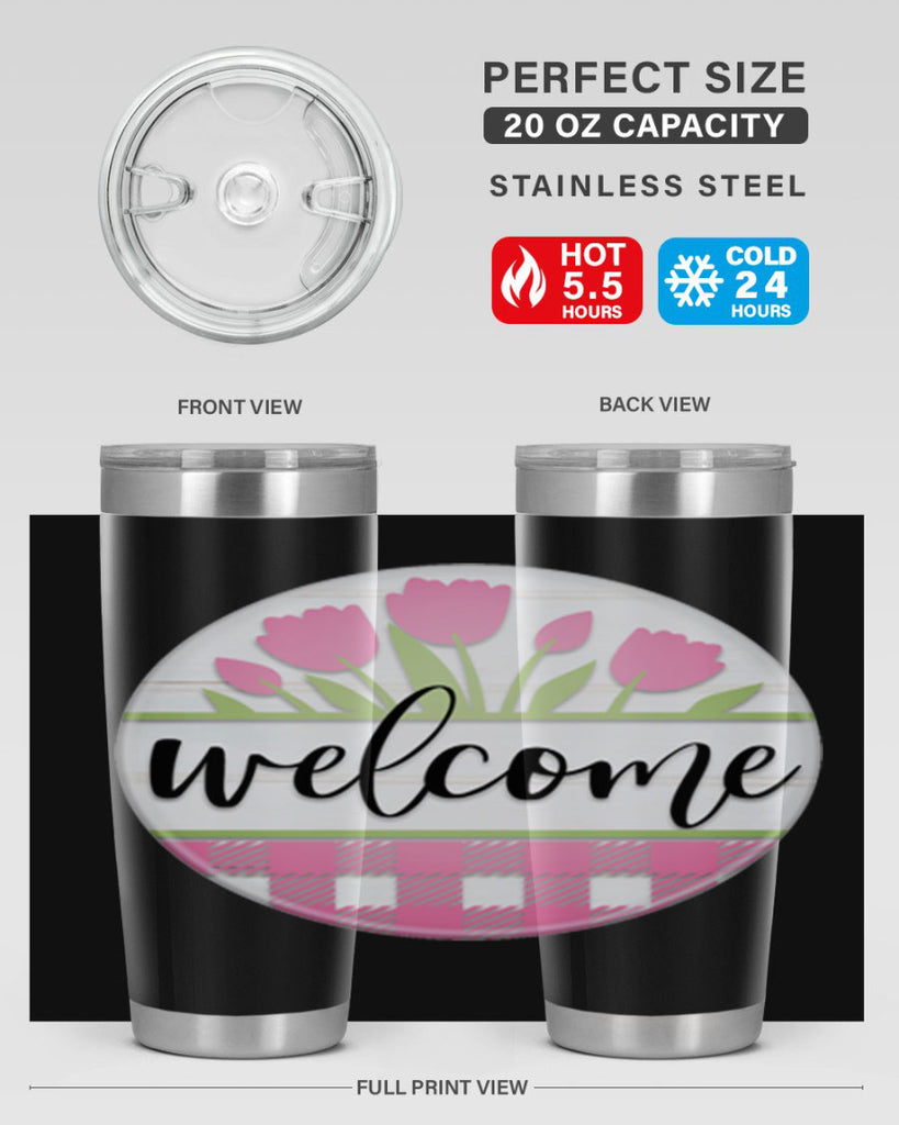 Welcome pink plaid Mockup574#- spring- Tumbler