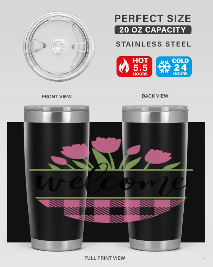 Welcome pink plaid575#- spring- Tumbler