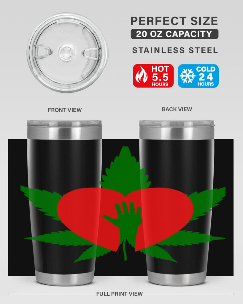 cannabis heart with hand 45#- marijuana- Tumbler