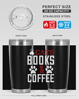 cats books and coffee Style 38#- cat- Tumbler