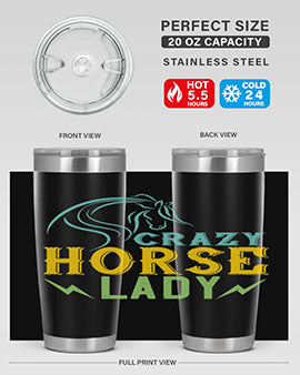 crazy horse lady Style 10#- horse- Tumbler