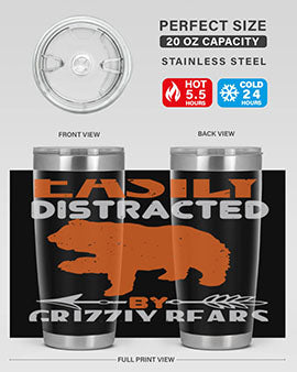 easily distracted by grizzly bears 10#- Bears- Tumbler