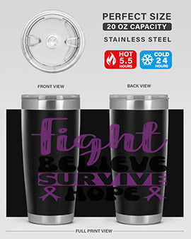 fight believe survive hope 141#- alzheimers- Tumbler