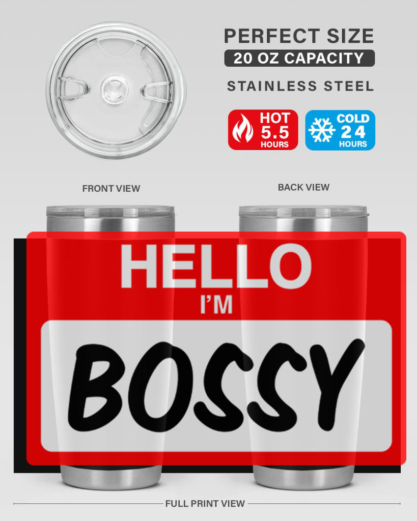 hello im bossy 132#- black words phrases- Cotton Tank