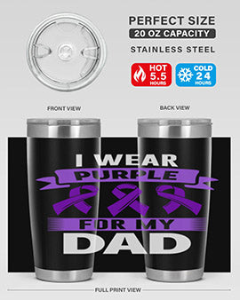 i wear purple for dad 169#- alzheimers- Tumbler