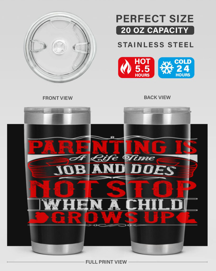 parenting is a life time job and does not stop when a child grows up 29#- Parents Day- Tumbler