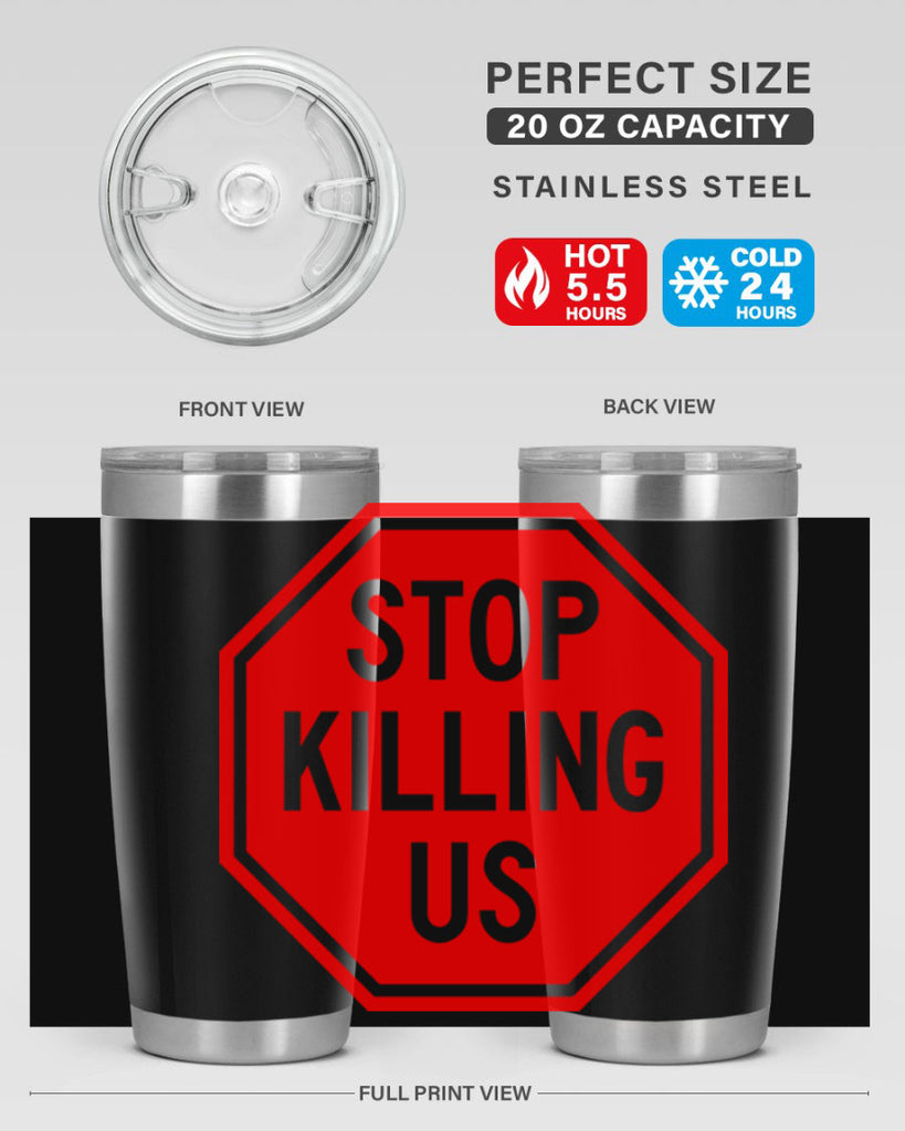 stop killing us 25#- black words phrases- Cotton Tank