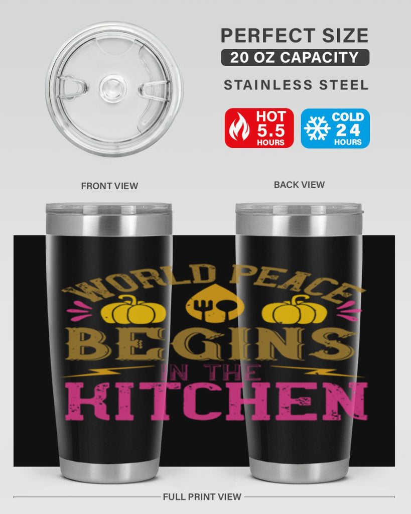 world peace begins in the kitchen 7#- vegan- Tumbler