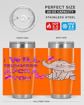 Elephant I Will Remember For You 132#- alzheimers- Tumbler