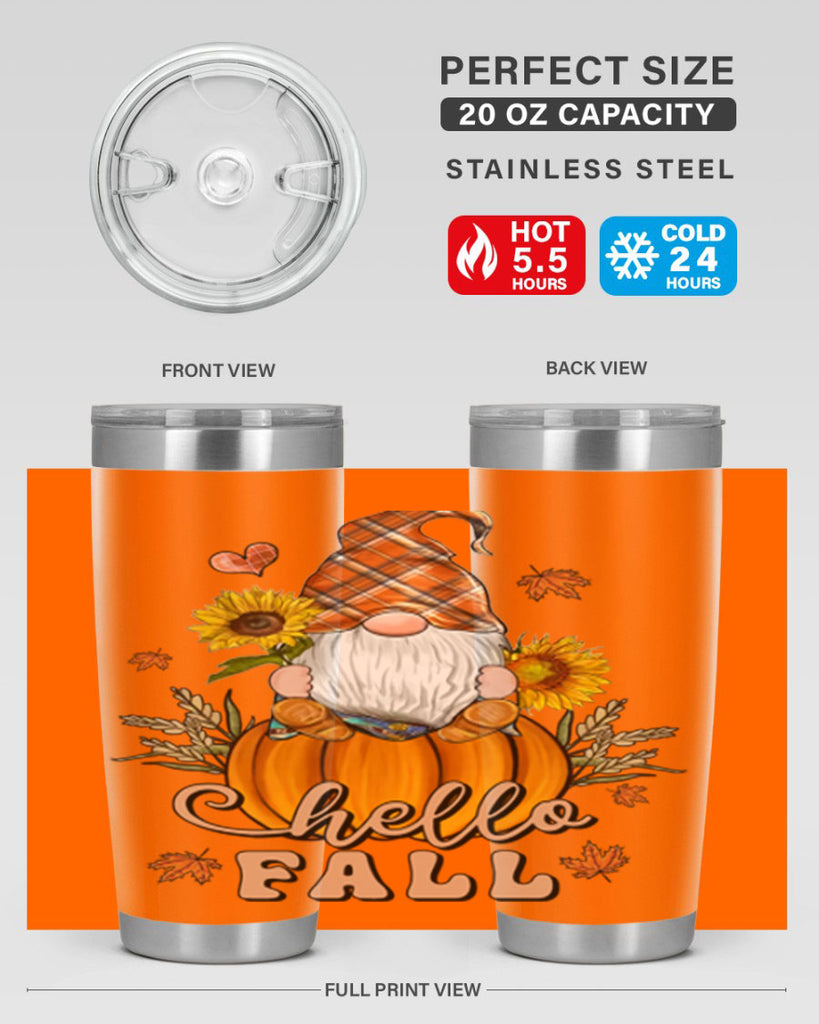 HelloFallAutumnGnome 298#- fall- Tumbler