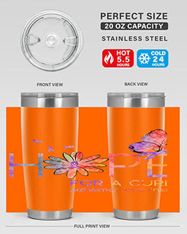 Hope For A Cure Alzheimer Awareness Flower 162#- alzheimers- Tumbler