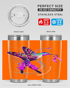 Hummingbird Holding Purple Ribbon Alzheimers Awareness 166#- alzheimers- Tumbler