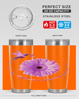 Hummingbird Sunflower Purple Ribbon Alzheimers Awareness 167#- alzheimers- Tumbler
