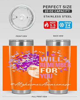 I Will Remember For You Alzheimer Awareness Womens Butterfly 180#- alzheimers- Tumbler