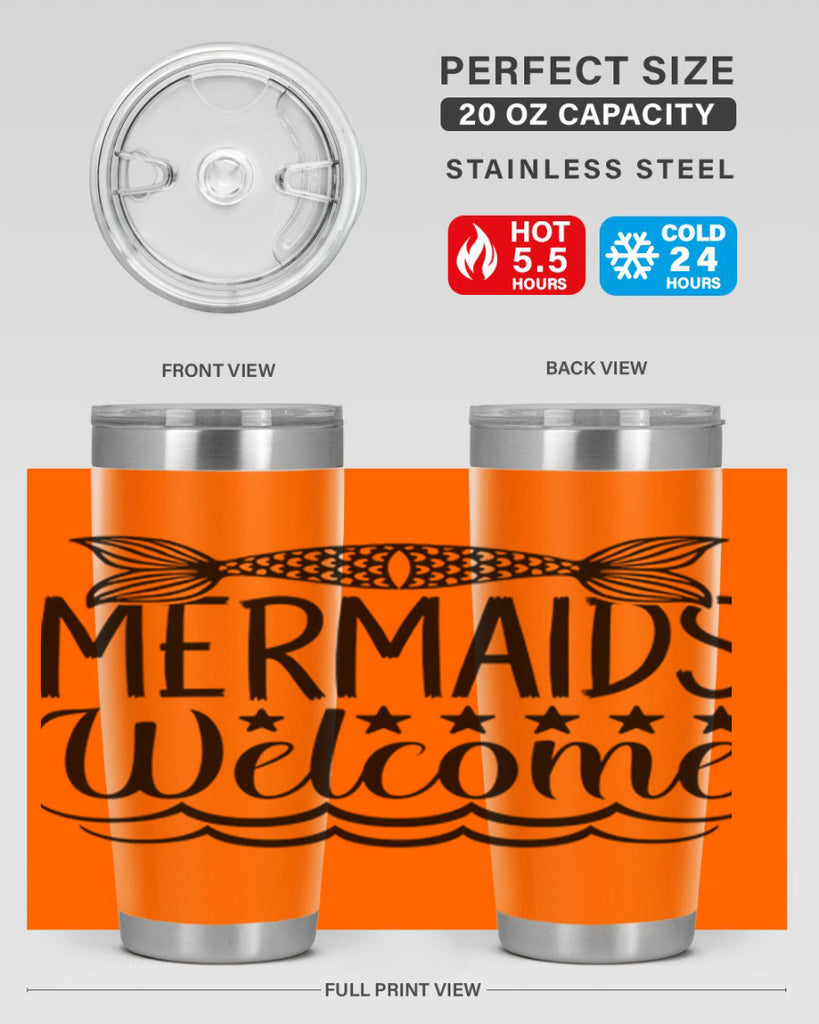 Mermaids Welcome 496#- mermaid- Tumbler