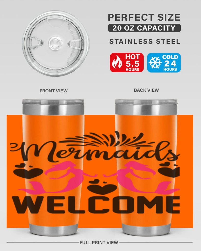 Mermaids Welcome 499#- mermaid- Tumbler