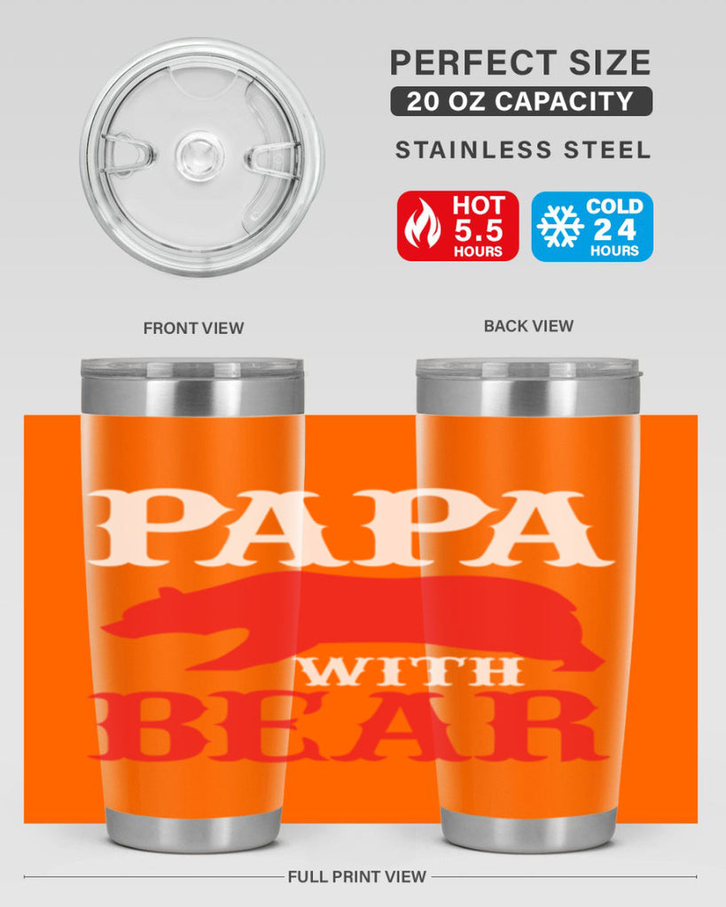 PAPA WITH BEAR 111#- grandpa - papa- Tumbler