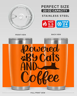 Powered By Cats And Coffee Style 102#- cat- Tumbler