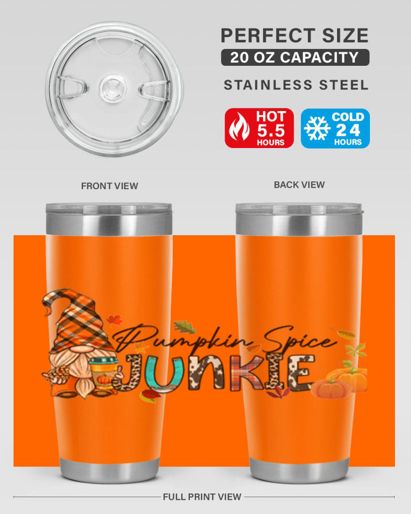 PumpkinSpiceJunkieFallGnome 567#- fall- Tumbler