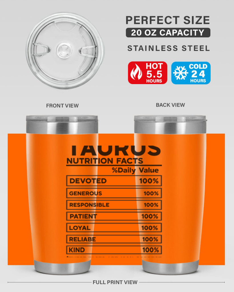 Taurus Nutrition Facts 490#- zodiac- Tumbler