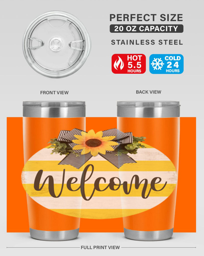 Welcome and Yellow strips Mockup564#- spring- Tumbler