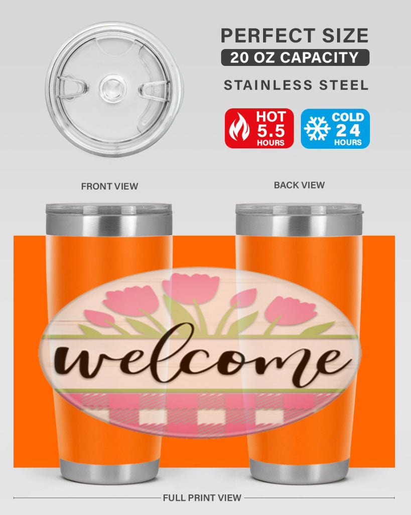 Welcome pink plaid Mockup574#- spring- Tumbler