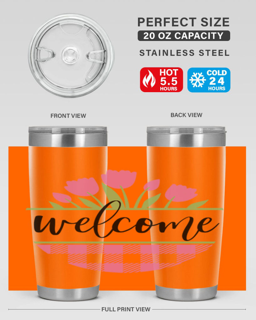 Welcome pink plaid575#- spring- Tumbler