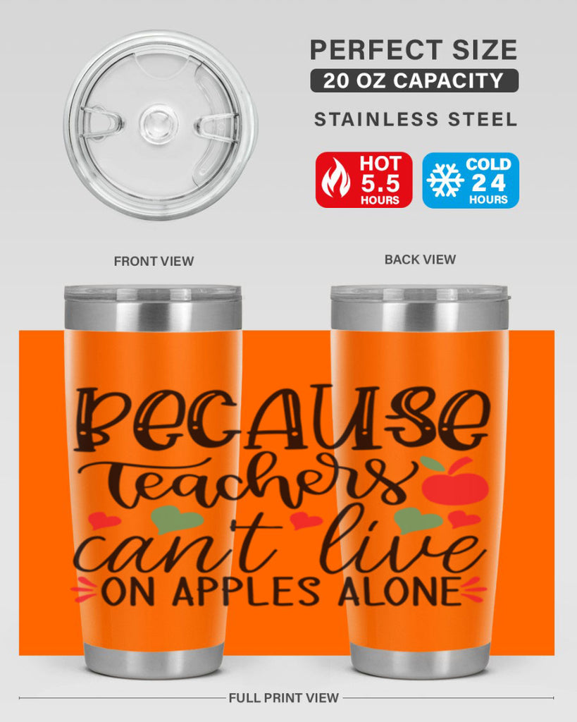 because teachers cant live on apples alone Style 192#- teacher- tumbler