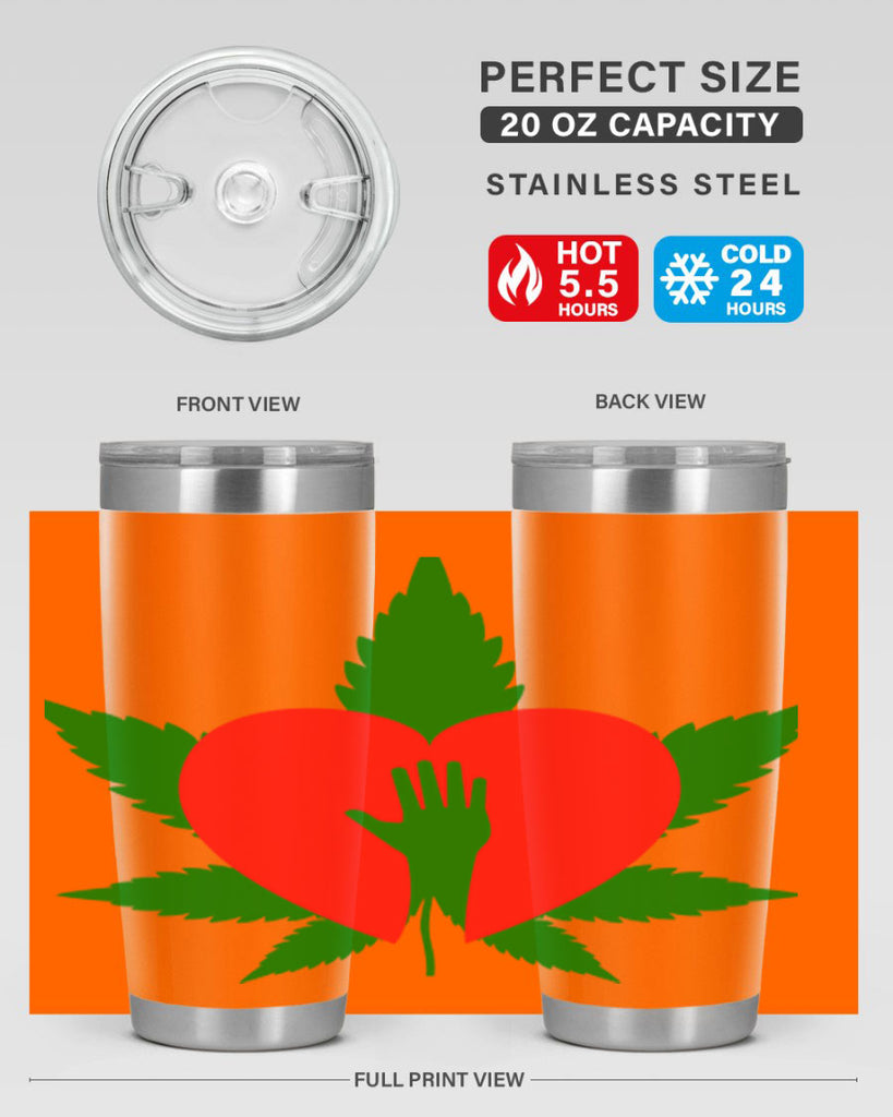 cannabis heart with hand 45#- marijuana- Tumbler