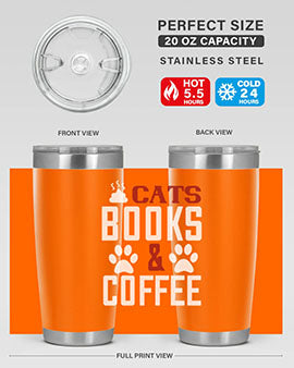 cats books and coffee Style 38#- cat- Tumbler