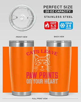 cats leave paw prints on your heart Style 39#- cat- Tumbler
