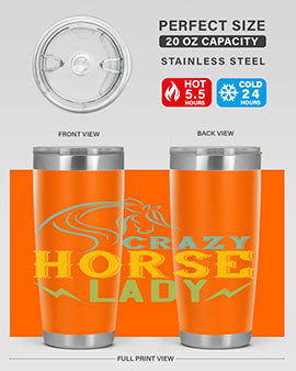 crazy horse lady Style 10#- horse- Tumbler