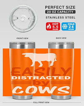 easily distracted by cows Style 4#- cow- Tumbler